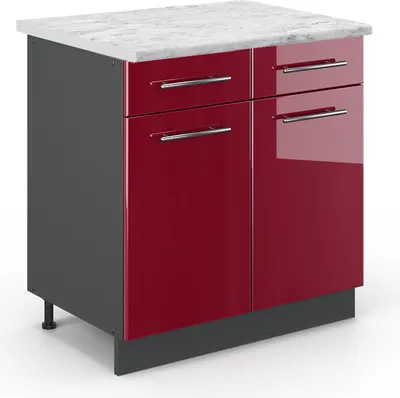 Obrázek produktu pro Spodní skříňka kuchyňské linky Vicco Fame-Line Bordó červená vysoký lesk 80 cm , PD Mramor, Model 46851