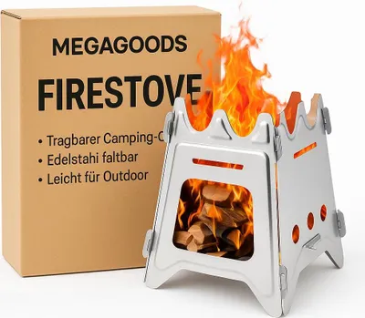 Produktbild von Tragbarer Camping-Ofen Edelstahl faltbar leicht für Outdoor DE.