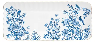 Produktbild von Servierplatte PARADISE GARDEN 37x16cm weiß blau Porzellan Easy Life