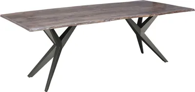 Image de MASSIVMOEBEL24 | Table à manger 180x90 Acacia laqué Gris taupe / Anthracite laqué FREEFORM #36