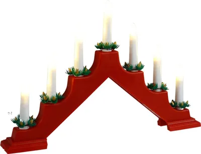 Produktbild von LED Schwibbogen rot weiß Lichterbogen Schwedenleuchter Fenster-Weihnachtsdeko, Farbe:rot