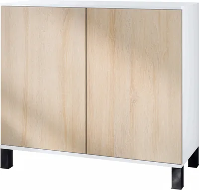 Produktbild von Vladon Kommode Skadu V3, Moderner Küchenschrank mit 2 großen Türen Weiß matt / Eiche sägerau (92,5 x 84.5 x 35)