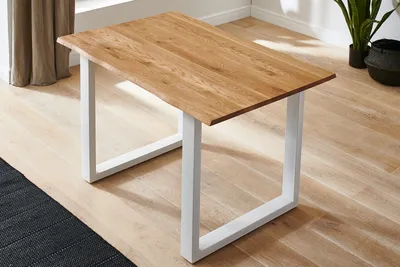 Produktbild von Esstisch Baumkante Massiv Wildeiche 120 x 80 weiß SESSA