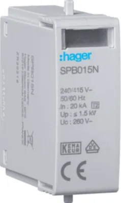 Produktbild von HAGER Steckmodul T2 N-PE Uc 260V Imax 40kA Up 1.5kV