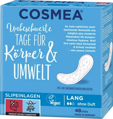 Produktbild von Cosmea Slipeinlagen (Lang ohne Duft) Vorteilspack 5er Pack (5x 48 Stück), Hygiene-Einlagen