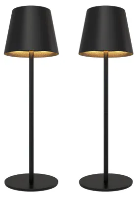Produktbild von Ledvion 2x Wiederaufladbare LED Tischleuchte Mattschwarz Dimmbar Warmweiss