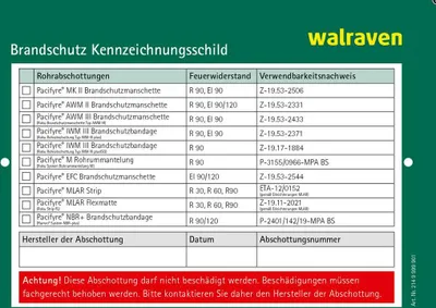 Produktbild von Walraven Kennzeichnungsschild Pacifyre 10,5x148x1 f. Wand u. Decke beidseitig