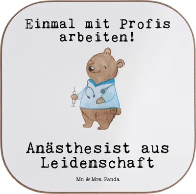 Produktbild von Mr. & Mrs. Panda Untersetzer für Gläser Anästhesist Leidenschaft - Weiß - Geschenk, Anästhesie, Holzuntersetzer, Flaschenuntersetzer, Studium, Spruch, Tischuntersetzer