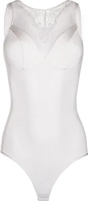 Zdjęcie produktu dla body ecru z siateczkową wstawką i koronką KA923323 - 2XL