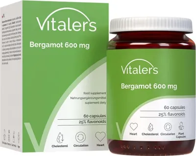Image de Bergamote Vitaler's 600 mg – 60 gélules, approvisionnement pour 2 mois, végétalien, sans conservateurs, composition pure