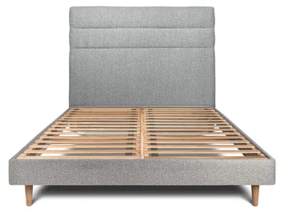Produktbild von Bett mit gefüttertem Kopfteil – Bouclé-Stoff - 180 x 200 cm