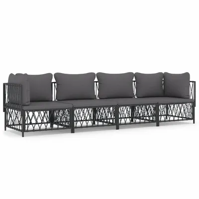 Produktbild von 4-tlg. Garten-Lounge-Set mit Kissen Anthrazit Stahl