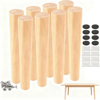Image de Pieds de meubles de 30 cm - Pieds de meubles en bois - Lot de 8 - Pieds de table robustes - Patins antidérapants - Capacité de charge maximale : 300 kg - Pieds de meubles