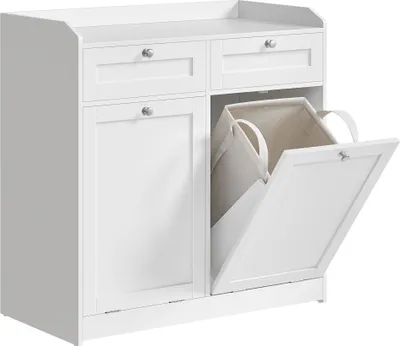 Produktbild von VASAGLE Badschrank mit Wäschekörbe, Wäscheschrank, Badezimmerschrank mit 2 Schubladen und 2 Wäscheboxen, herausnehmbare Innentaschen mit Griffen