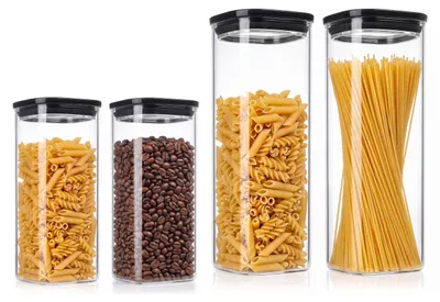 Zdjęcie produktu dla Zestaw szklanych pojemników Arendo: 2 sztuki o pojemności 1600 ml i 2 sztuki o pojemności 2350 ml, z szklanymi pokrywkami, szczelne dzięki uszczelce silikonowej, kwadratowe pojemniki wykonane ze szkła borosilikatowego, 4 sztuki, przezroczyste