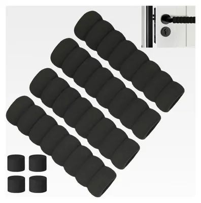 Produktbild von 4 Stück Türklinkenpuffer aus Silikon für Türgriffe und Wände (Schwarz)