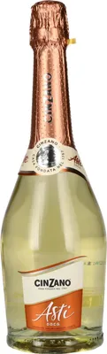 A bottle of Cinzano Asti D.O.C.G. sparkling wine.