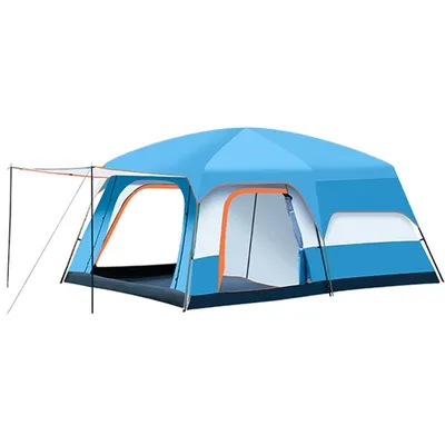Produktbild von 4-6 Personen Zelt, Doppelwand Zelt, Camping Zelt, Wasserdicht, Winddicht, Großraum, Schnell Aufbau, Belüftet, Tragbar, Blau