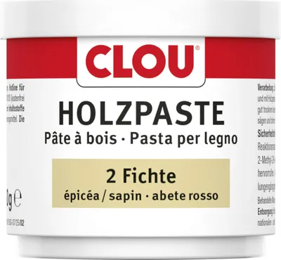 Produktbild von Clou Holzpaste Fichte 150 g gebrauchsfertig für innen & außen, zum Ausbessern von Holz, schleifbar und lackierbar