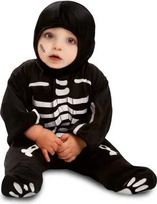 Immagine prodotto di Costume da scheletro per bambino bianco e nero 7-12 mesi (74-80 cm)