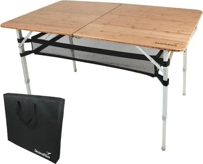 Produktbild von Famanu Camping-Tisch mit Netzablage - Höhenverstellbar, Wetterbeständig und Platzsparend