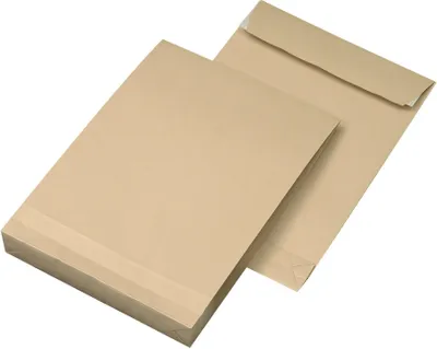 Produktbild von mayer-network 391157 Faltentasche B4, 40 mm, HK, m. Abdeckstreifen, braun, 130 g