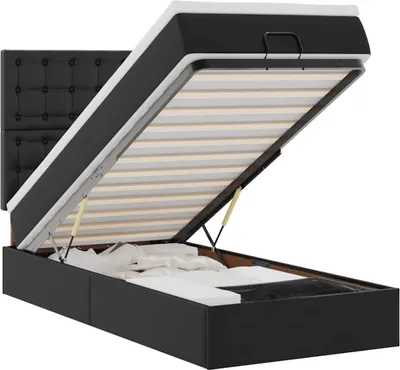 Produktbild von vidaXL Ottoman-Bett mit Matratze Schwarz 90x200 cm Kunstleder