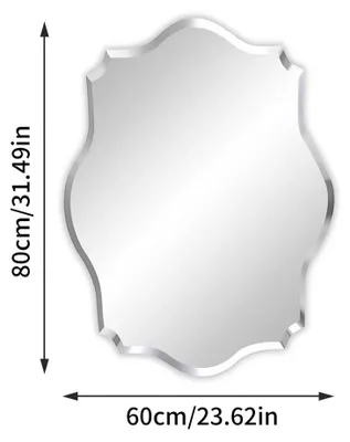 Image de Miroir rectangulaire - Miroir mural 60x80 cm - Miroir de salle de bain sans cadre - Bordure avec bords facettés - Design moderne et minimaliste - Argenté
