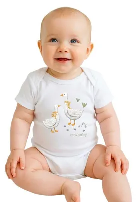 Zdjęcie produktu dla Body niemowlęce z nadrukiem New Baby Goose - krótki rękaw, rozmiar 68 (4-6m)