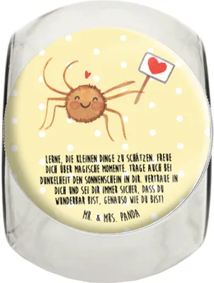 Produktbild von Mr. & Mrs. Panda Kaffeedose Spinne Agathe Motivation L 870ml - Gelb Pastell - Geschenk, Vertrauen, Vorratsglas, Dankeschön, Liebe, Glasdose, Glück, Bonboniere, Bonbonglas