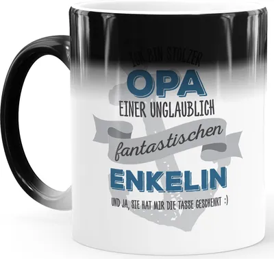 Produktbild von Zaubertasse Farbwechsel Tasse stolzer Chef Papa Lehrer Bruder Opa Geschenk Bürotasse MoonWorks® Opa weiß Magic-Tasse
