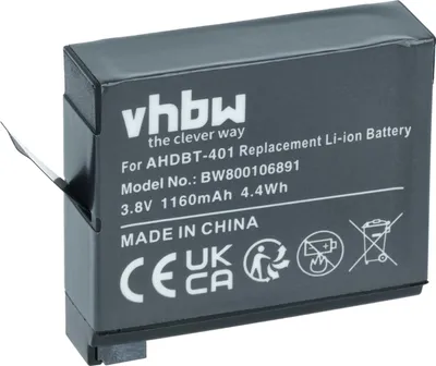 Produktbild von vhbw Akku Ersatz für GoPro AHDBT-401, 335-06532-000 für Videokamera Camcorder (1160 mAh, 3,7 V, Li-Ion)
