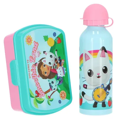 Produktbild von Gabby's Dollhouse Lunchbox Set – Brotdose und Trinkflasche für Kinder