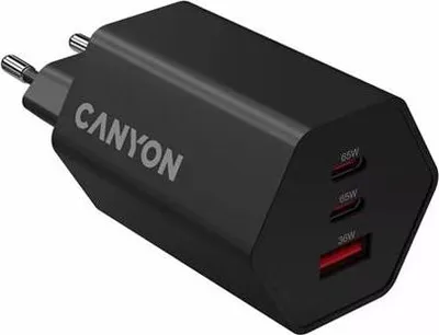 Obrázek produktu pro Canyon charger HEXAGON 65 GaN 65W 2xPD 1xQC EU Black