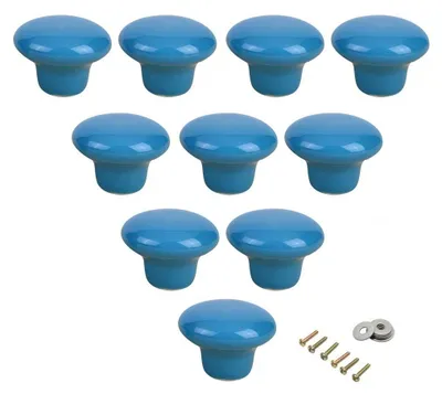 Zdjęcie produktu dla Ceramiczne, okrągłe uchwyty do mebli - zestaw 10 sztuk