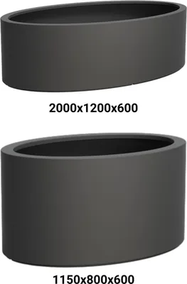 Produktbild von Adezz Ellipse mit Boden Pflanzgefäß Fiberglas Pflanzkübel Blumenkübel schwarz