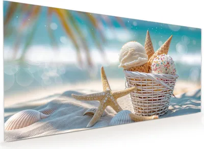 Produktbild von Küchenrückwand Spritzschutz Glas mit Motiv Sommer Eiskörbchen 40 x 40 cm