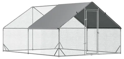 Obrázek produktu pro Kurník venkovní – pro 8–12 slepic | Barva: stříbrná | Rozměry: 400 x 300 x 200 cm