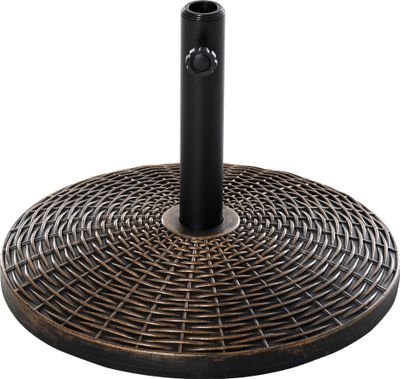 Outsunny Sonnenschirmständer Schirmständer Schirmhalter Schirmfuß 25 kg Rattanoptik Korb Ständer Schirm Ø35/Ø38/Ø48 mm Kunststoff + Zement Antik Bronze Ø53 x 35,5 cm