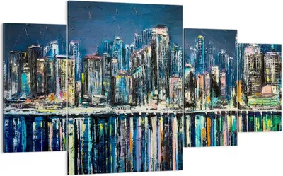 Produktbild von Bild auf Leinwand - Leinwandbild - Stadt Aussicht Wasser - 160x90cm - Wand Bild - Wanddeko - Leinwanddruck - Bilder - Kunstdruck - Wanddekoration - Leinwand bilder - Wandkunst - DL160x90-3461