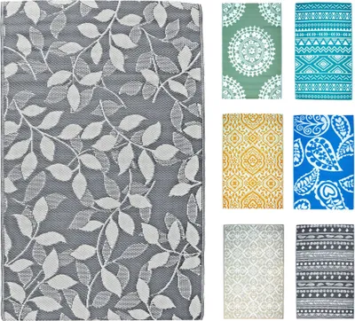 Produktbild von JACK Outdoor Teppiche Terrassenteppich Außenteppich 120x180cm Terrasse Balkon Teppich Garten Außen Lotus Effekt, Farbe:Blatt Grau