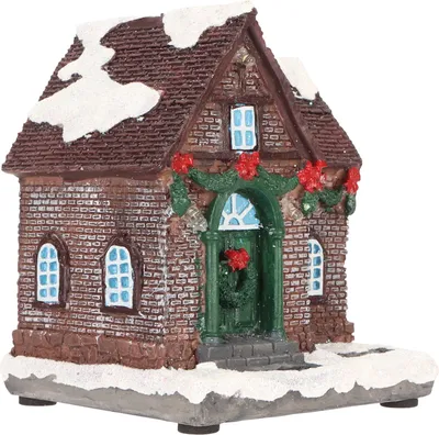 Imagen del producto de Casita navideña de estilo vintage, con detalles exquisitos y iluminación LED, ideal para decoración navideña en el hogar y como regalo. Tipo A
