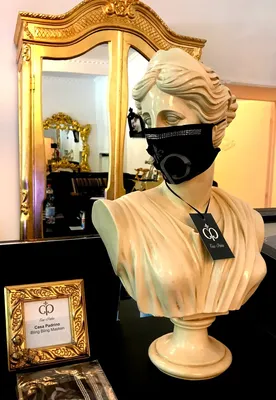 Produktbild von Casa Padrino Bling Bling Maske Schwarz / Silber - CP Maske mit Glitzersteinen