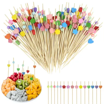 Productafbeelding van Cocktailspiesjes - 300 stuks van hout - voor fingerfood en shaslik - 12 cm lang