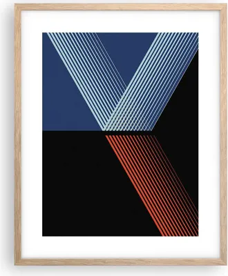 Produktbild von Gerahmtes Poster - Rahmen in heller Eiche - Abstraktion Schwarz Blau - 40x50 cm - Wand Bild - Wanddeko - Wandbilder - Kunstposter - Wandposter - Bilderrahmen - Bilder - Kunstdruck - P2NPA40x50-4458