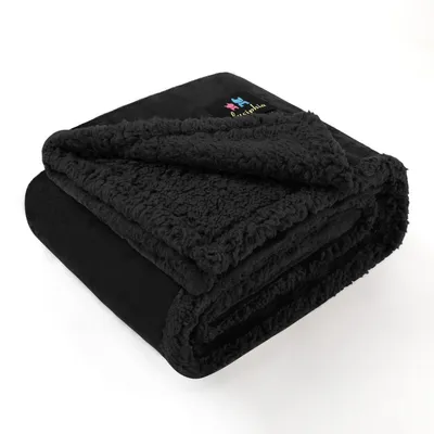 Obrázok produktu pre Nepremokavá deka pre psov, sherpa fleece, čierna, veľkosť XL, 145x216 cm, umývateľná