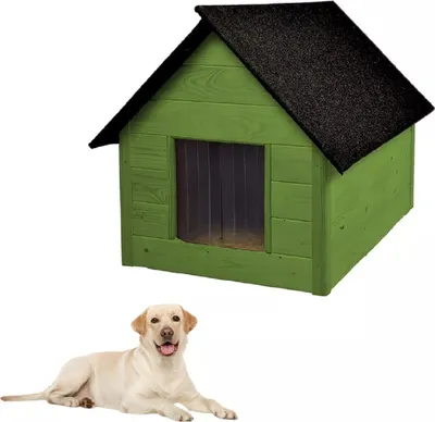 Immagine prodotto di QLS Cuccia in legno per cani 101x69 cm isolata verde resistente all'inverno per esterni 10992