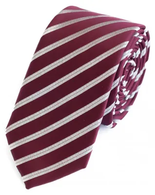 Produktbild von Fabio Farini - 1 Stück Herren Krawatten mit Farbton Rot - Schlips in 6cm Schmal (6cm), Dunkelrot/Silber
