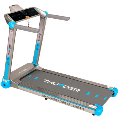Produktbild von THUNDER® | ULTRA-SILVER | Elektrisches Laufband | 16km/h | 3 PS | Maximales Benutzergewicht 160kg | Silber | LED | Dämpfung | Gewicht der Einheit 48kg