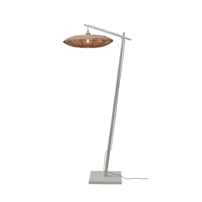 Produktbild von GOOD&MOJO - Stehleuchte Tanami - Bambus Weiß/Rattan - 78x55x176cm für Wohnzimmer, Schlafzimmer